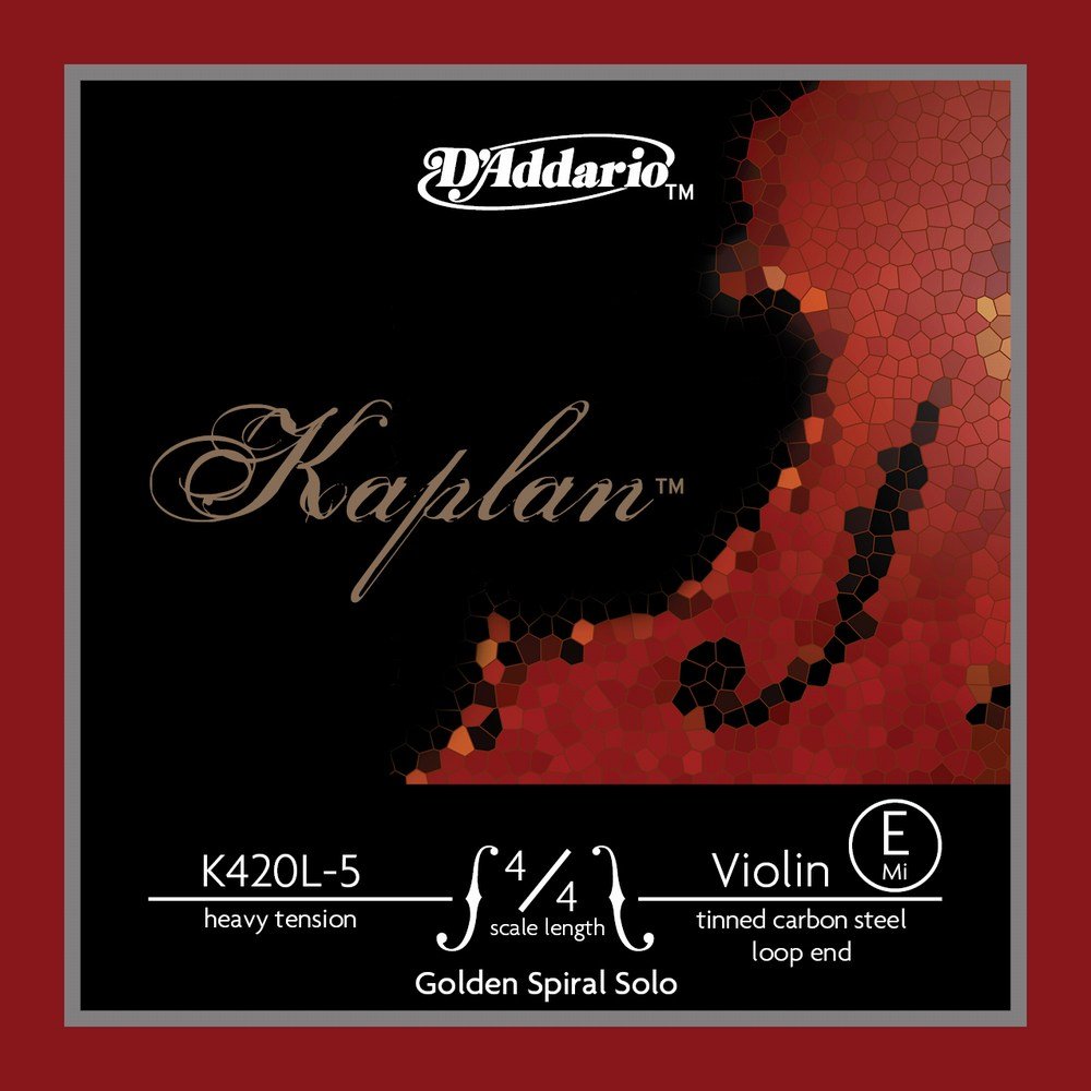 D’Addario Kaplan Golden Spiral Solo Violin String – Single E String – K420L-5 – Violin Strings – 4/4 Scale, Heavy Tension, Loop End