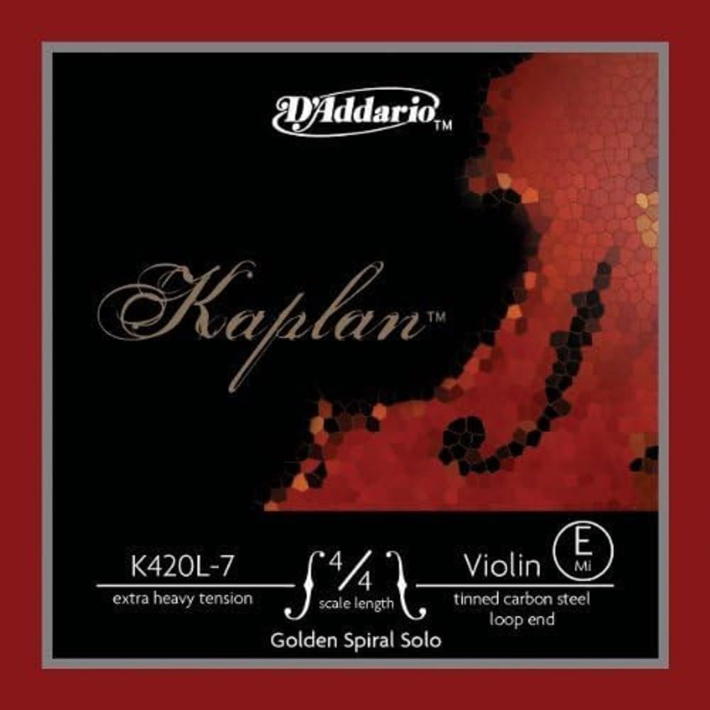D’Addario Kaplan Golden Spiral Solo Violin String – Single E String – K420L-7 – Violin Strings – 4/4 Scale, Extra-Heavy Tension, Loop End